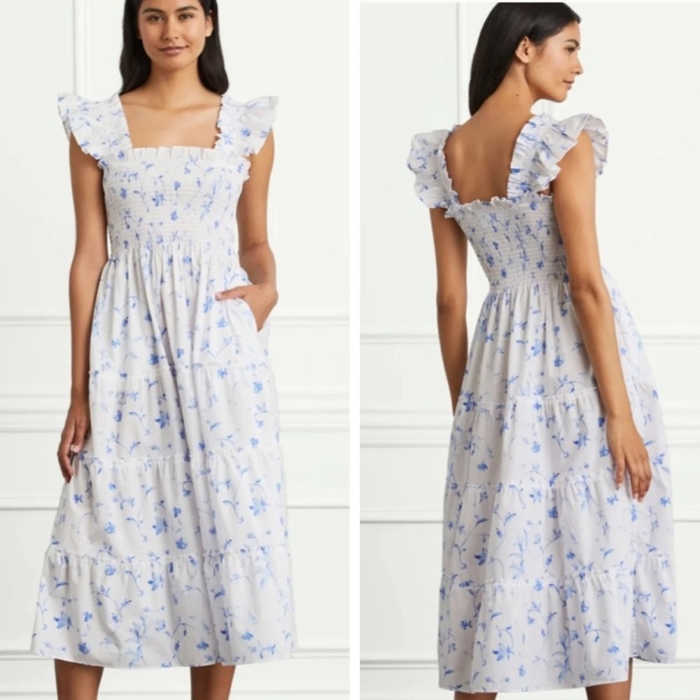 Hill House Blue Floral Midi Dress